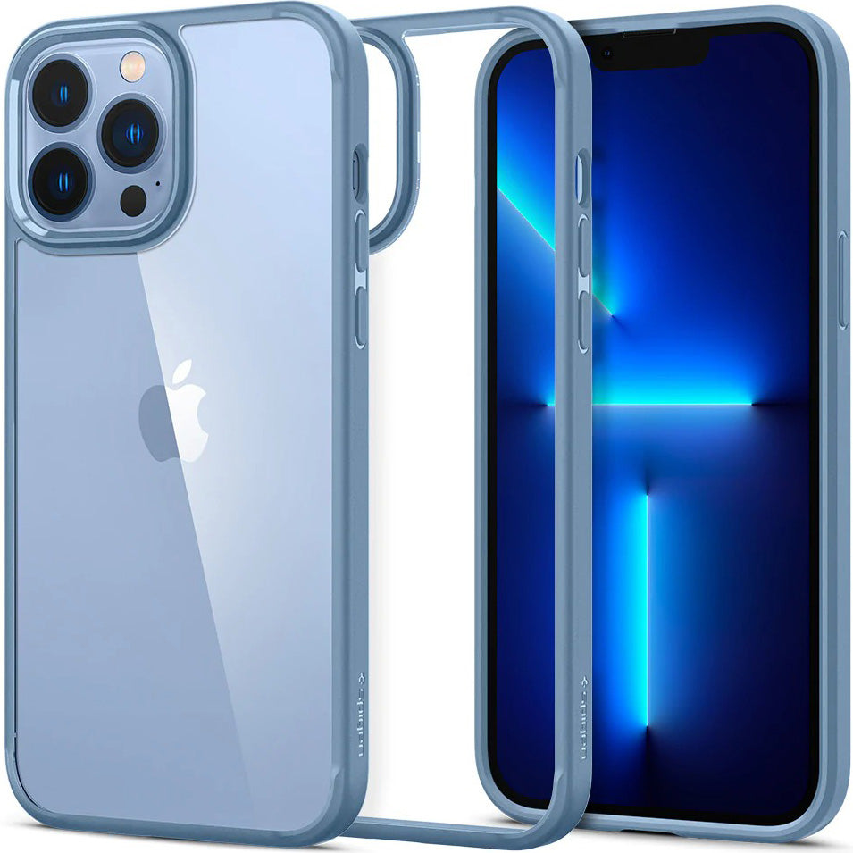 Schutzhülle Spigen Ultra Hybrid für iPhone 13 Pro Max, Transparent/Blau