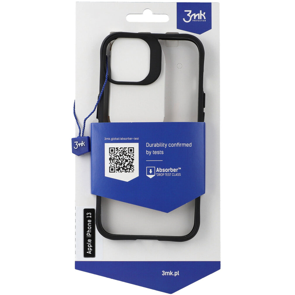 Schutzhülle 3mk Satin Armor Case+ für iPhone 13, Transparent mit schwarzem Rahmen