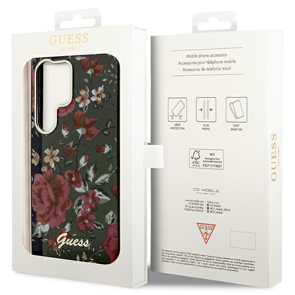 Schutzhülle Guess Hardcase Flower Collection für Galaxy S23 Ultra, Grün