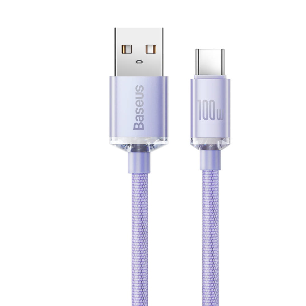 Kabel Baseus Crystal Shine 100W 5A USB-A für USB-C 1,2m, Violett