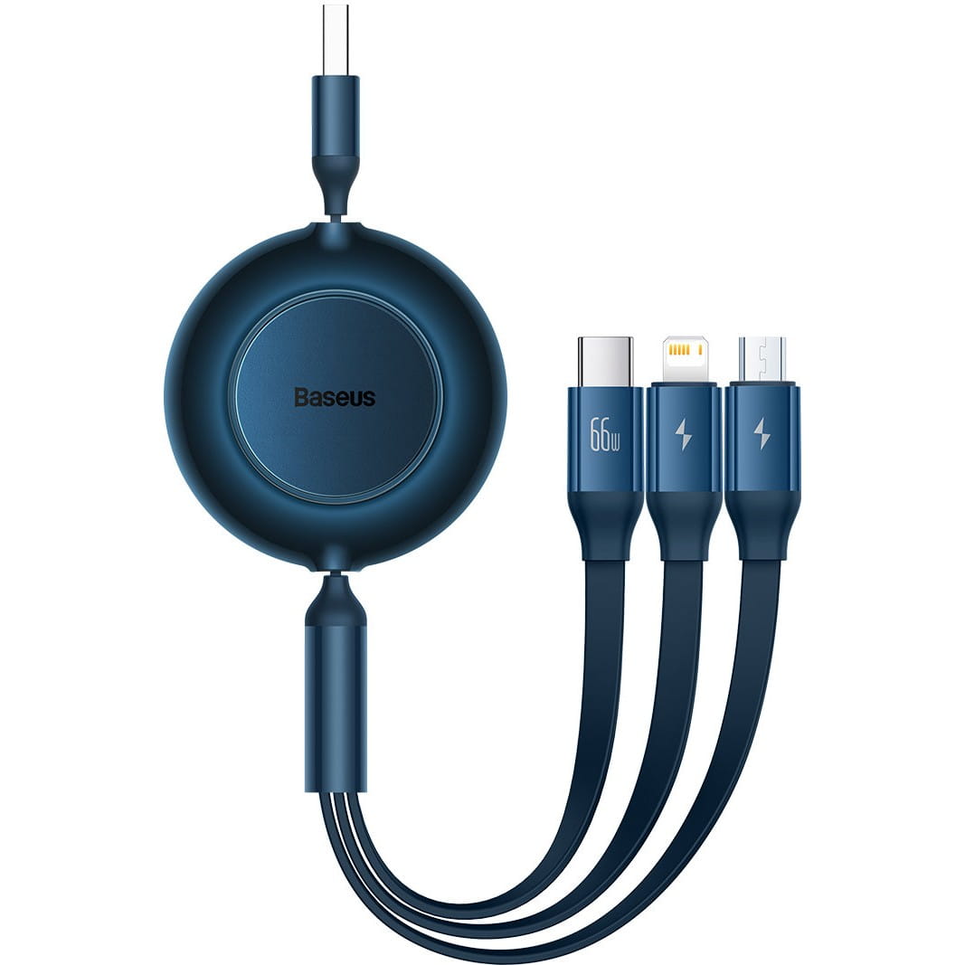 Kabel Baseus Bright Mirror 2 USB-A für Lightning / USB-C / MicroUSB 1,1 m, 66W, Blau