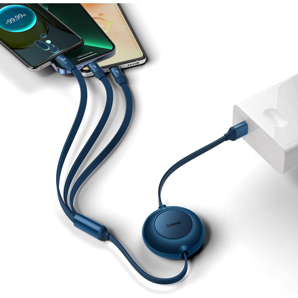Kabel Baseus Bright Mirror 2 USB-A für Lightning / USB-C / MicroUSB 1,1 m, 66W, Blau