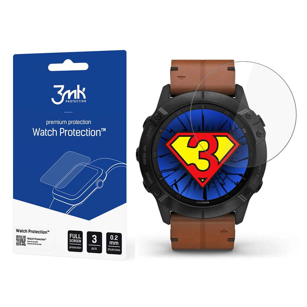 Hybridglas 3mk Watch Protection für Garmin Fenix 6X 3 Stück