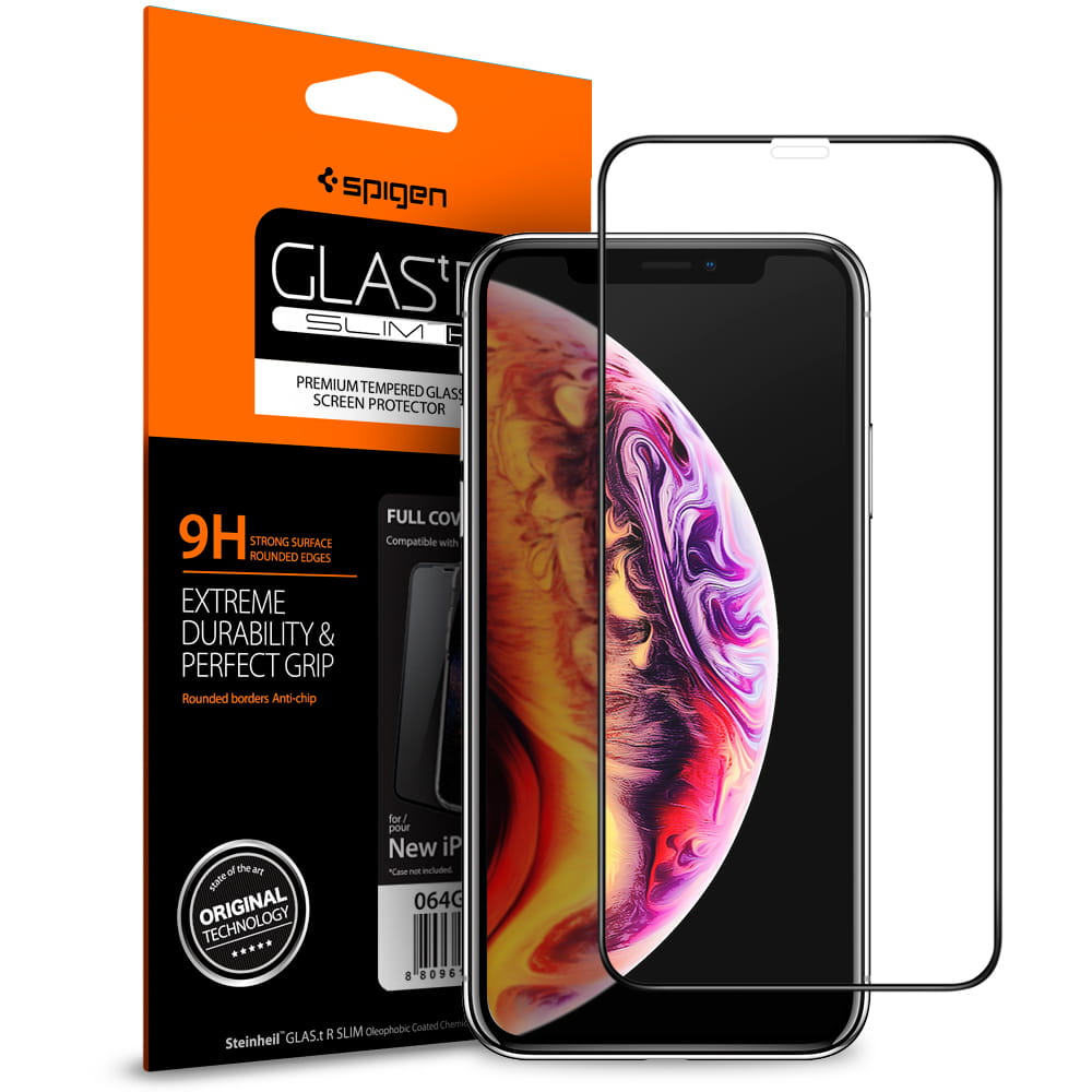 Glas für die Schutzhülle Spigen Glas.tR Slim FC iPhone 11/ Xr schwarzer Rahmen