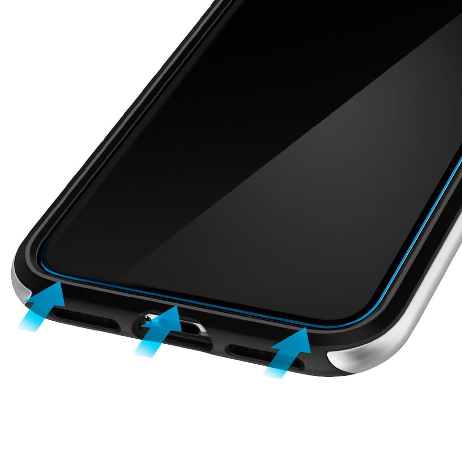 Glas für die Schutzhülle Spigen Glas.tR Slim FC iPhone 11 Pro Max / Xs Max schwarzer Rahmen