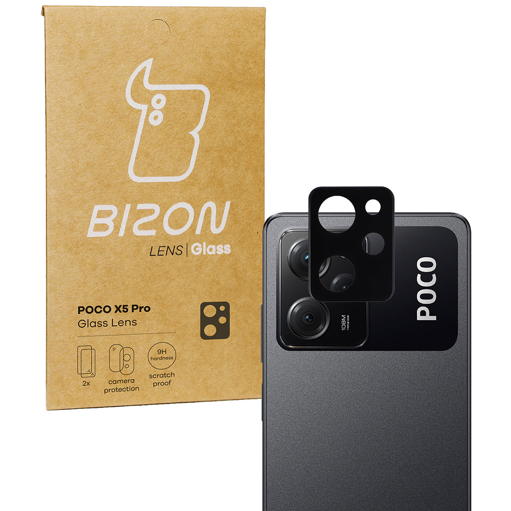 Gehärtetes Glas für die Kamera Bizon Glass Lens für Poco X5 Pro, 2 Stück