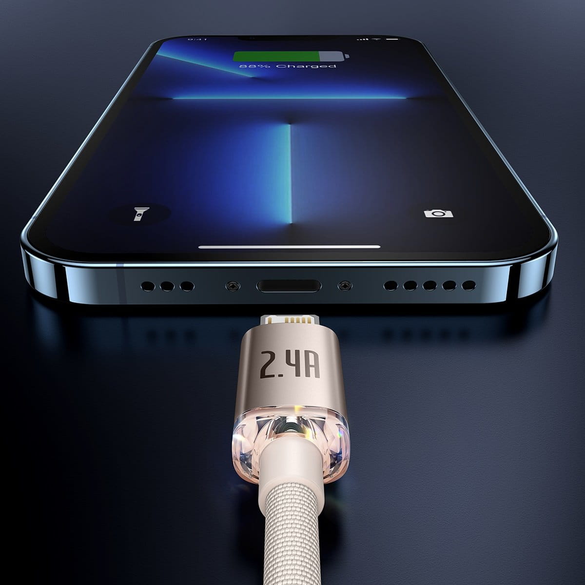 Kabel Baseus Crystal Shine 20W 2,4A USB-A für Lightning 1,2M, Rosa