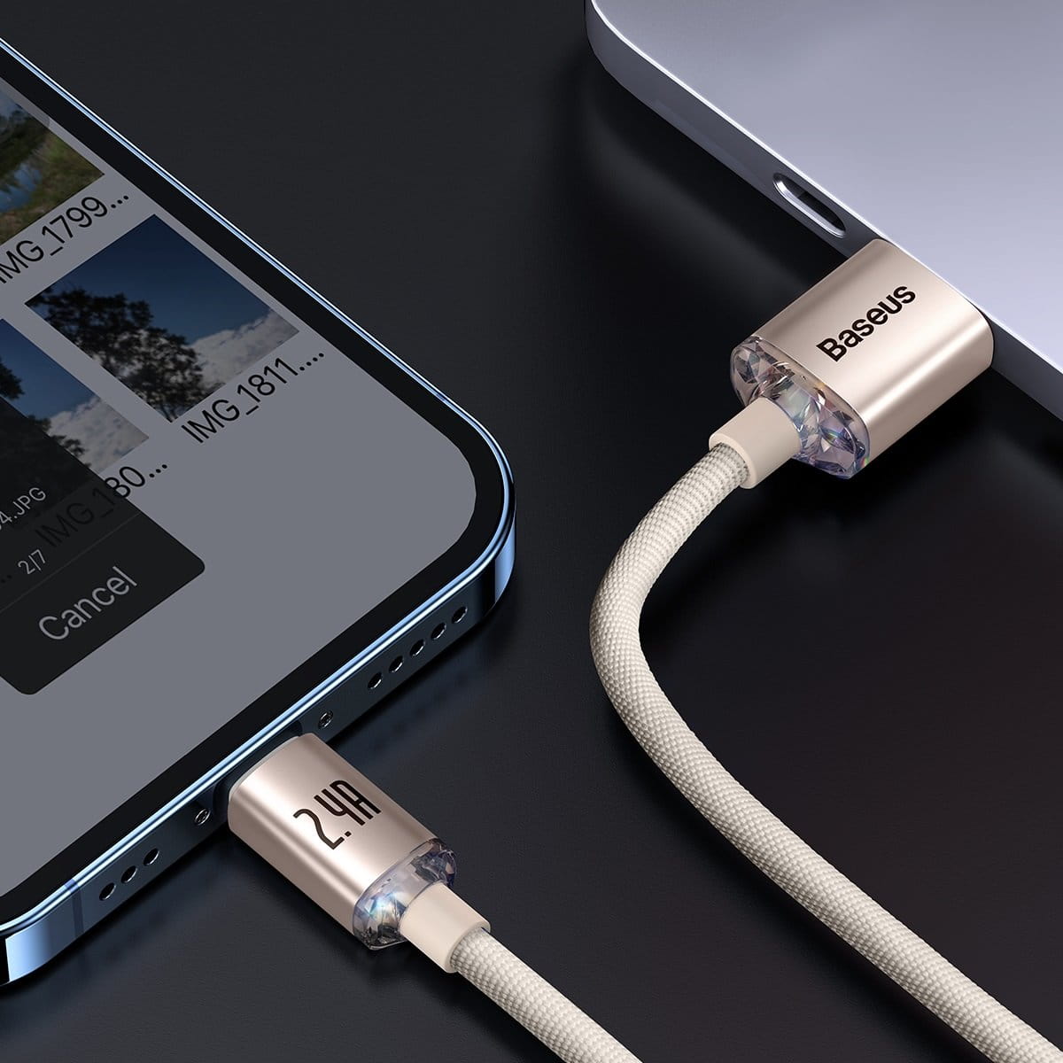 Kabel Baseus Crystal Shine 20W 2,4A USB-A für Lightning 2M, Rosa