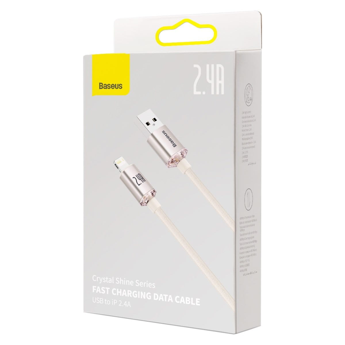Kabel Baseus Crystal Shine 20W 2,4A USB-A für Lightning 2M, Rosa