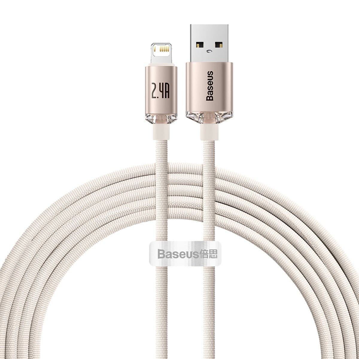 Kabel Baseus Crystal Shine 20W 2,4A USB-A für Lightning 2M, Rosa