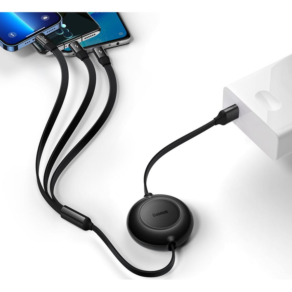 Kabel Baseus Bright Mirror 2 USB-A für Lightning / USB-C / MicroUSB 1,1 m, Schwarz