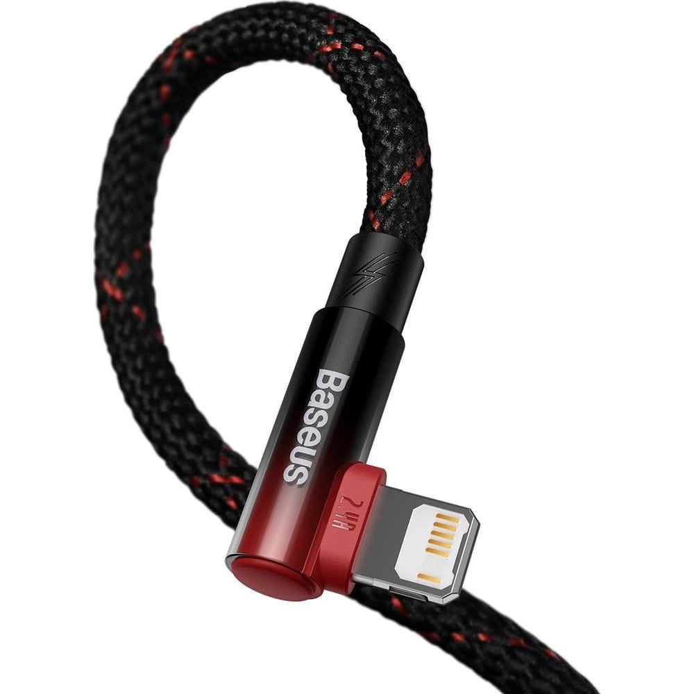 Kabel Baseus MVP 2 Elbow 2,4A USB-A für Lightning 1m, Schwarz/Rot