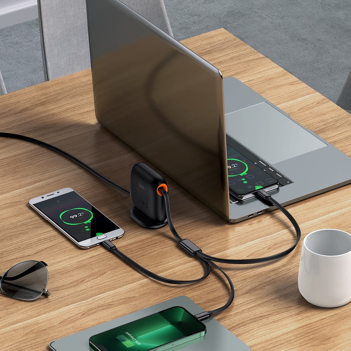 Kabel Baseus Traction Series Spiralkabel Ladekabel Datenkabel USB C für Micro-USB / USB C/ Lightning 100W 1,7 m