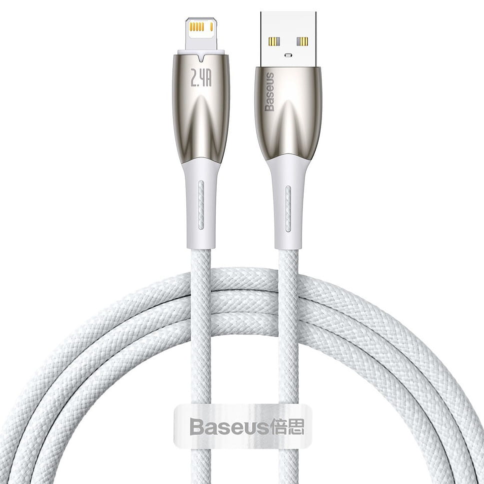 Kabel Baseus Glimmer Series USB-A zu Lightning 2,4A, 480 MB/s , 1m, Weiss