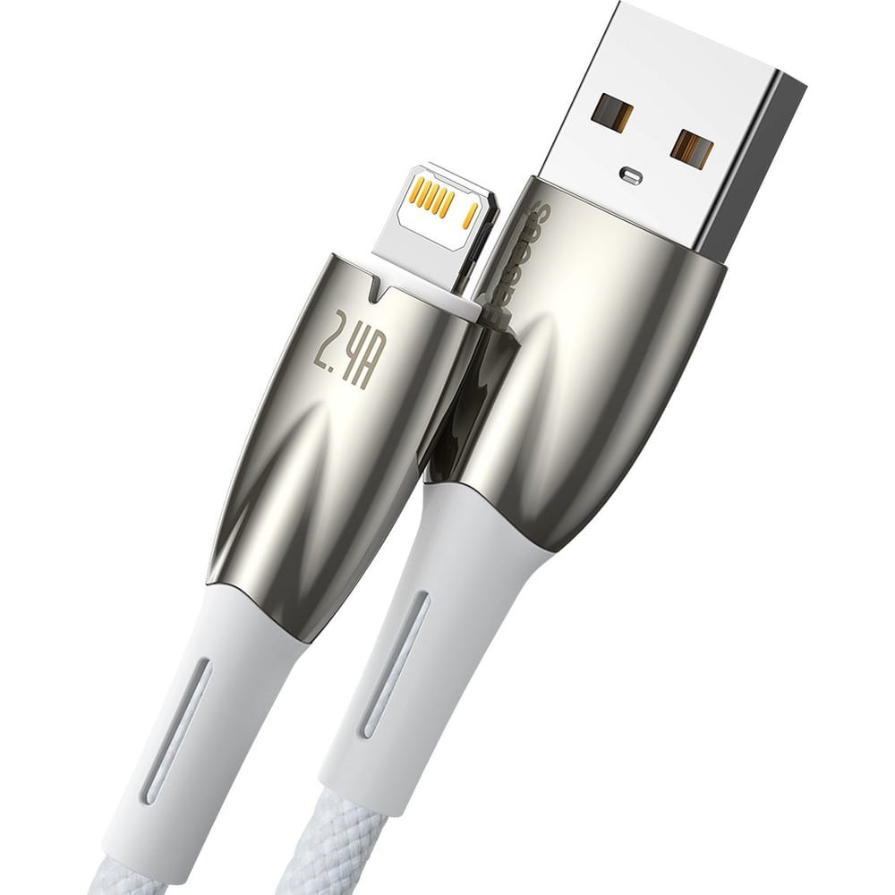 Kabel Baseus Glimmer Series USB-A zu Lightning 2,4A, 480 MB/s , 1m, Weiss