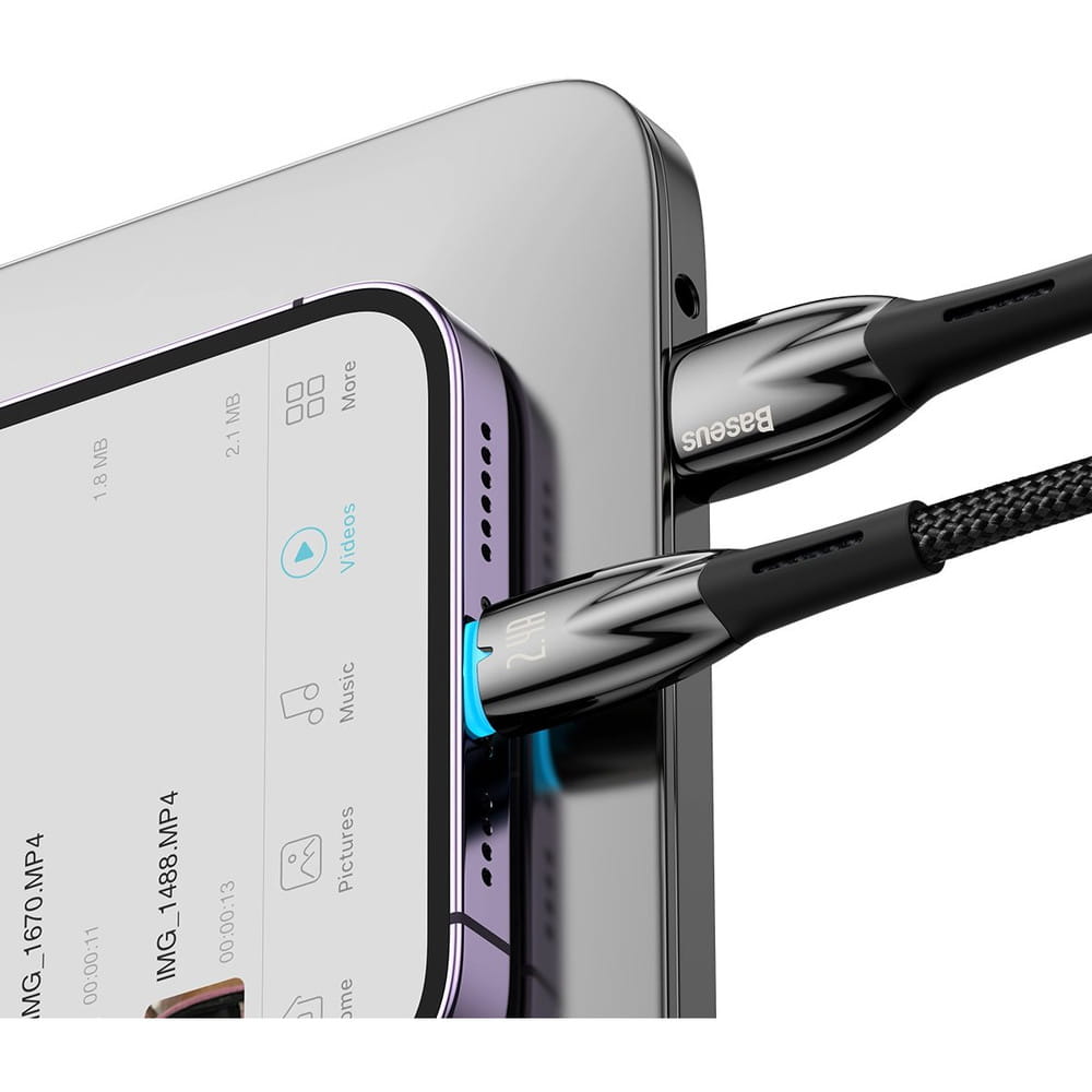 Kabel Baseus Glimmer Series USB-A zu Lightning 2,4A, 480 MB/s , 1m, schwarz