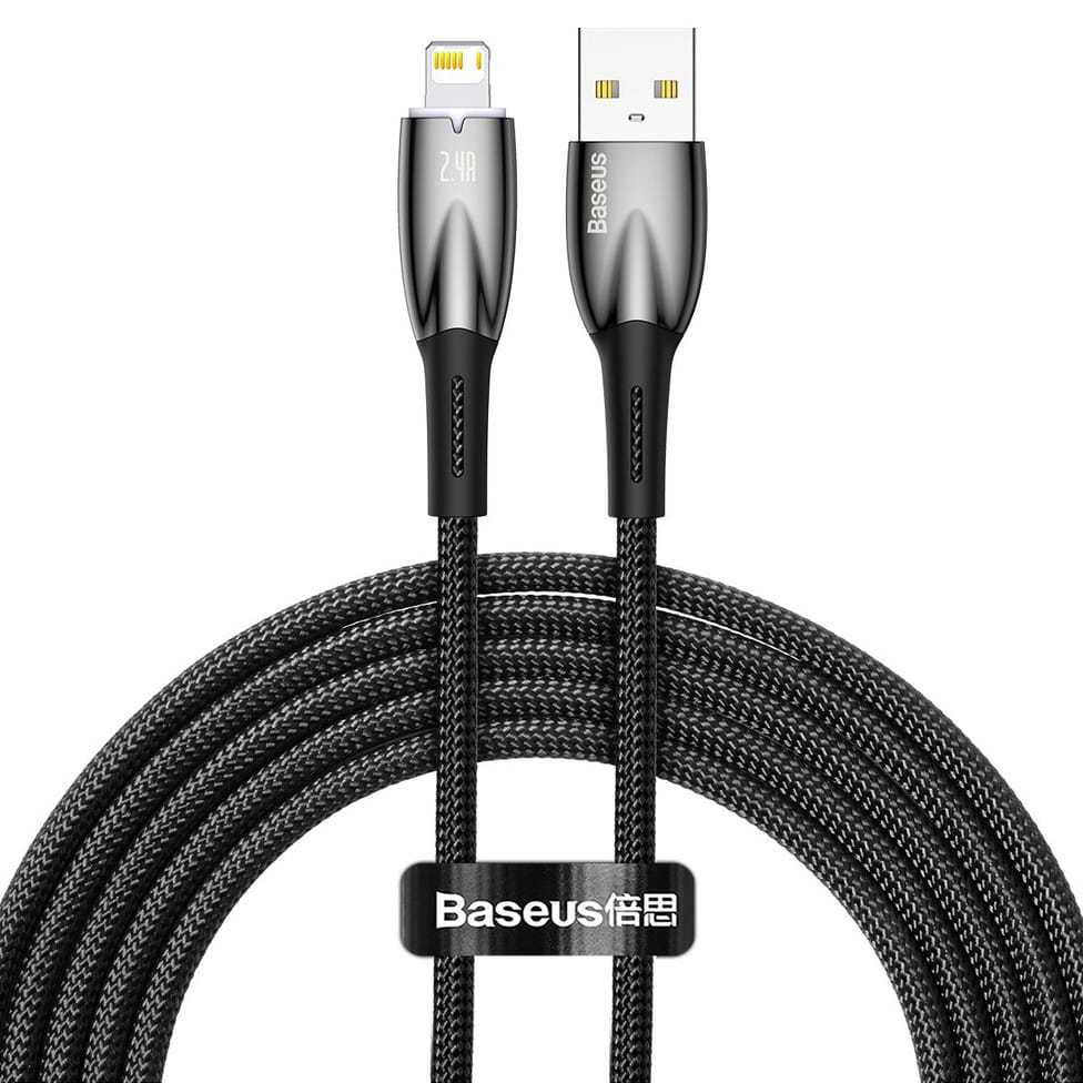 Kabel Baseus Glimmer Series USB-A zu Lightning 2,4A, 480 MB/s , 2m, Schwarz