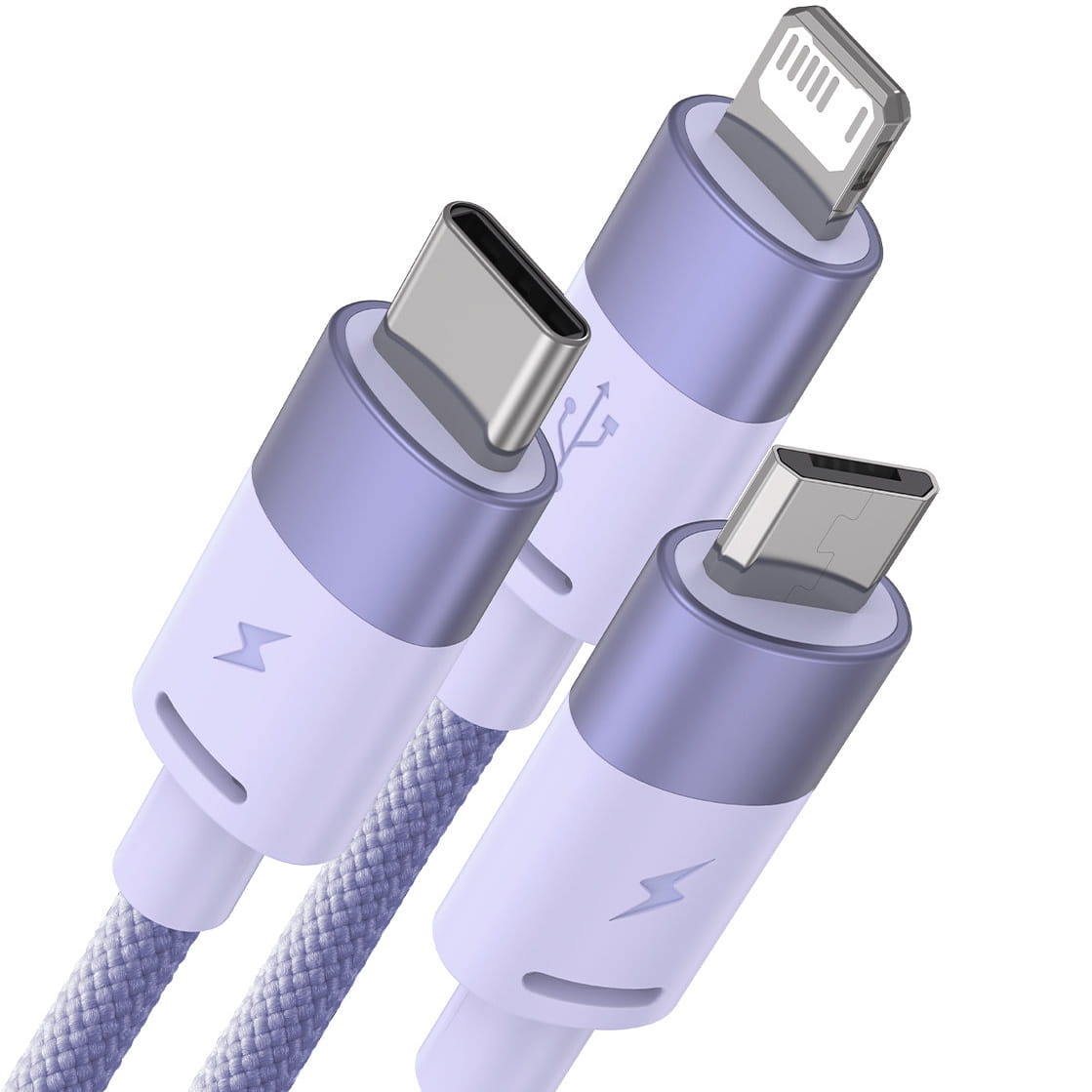 Kabel Baseus StarSpeed 3in1 USB-A für USB-C / Lightning / MicroUSB 3.5A, 1,2m, Lila