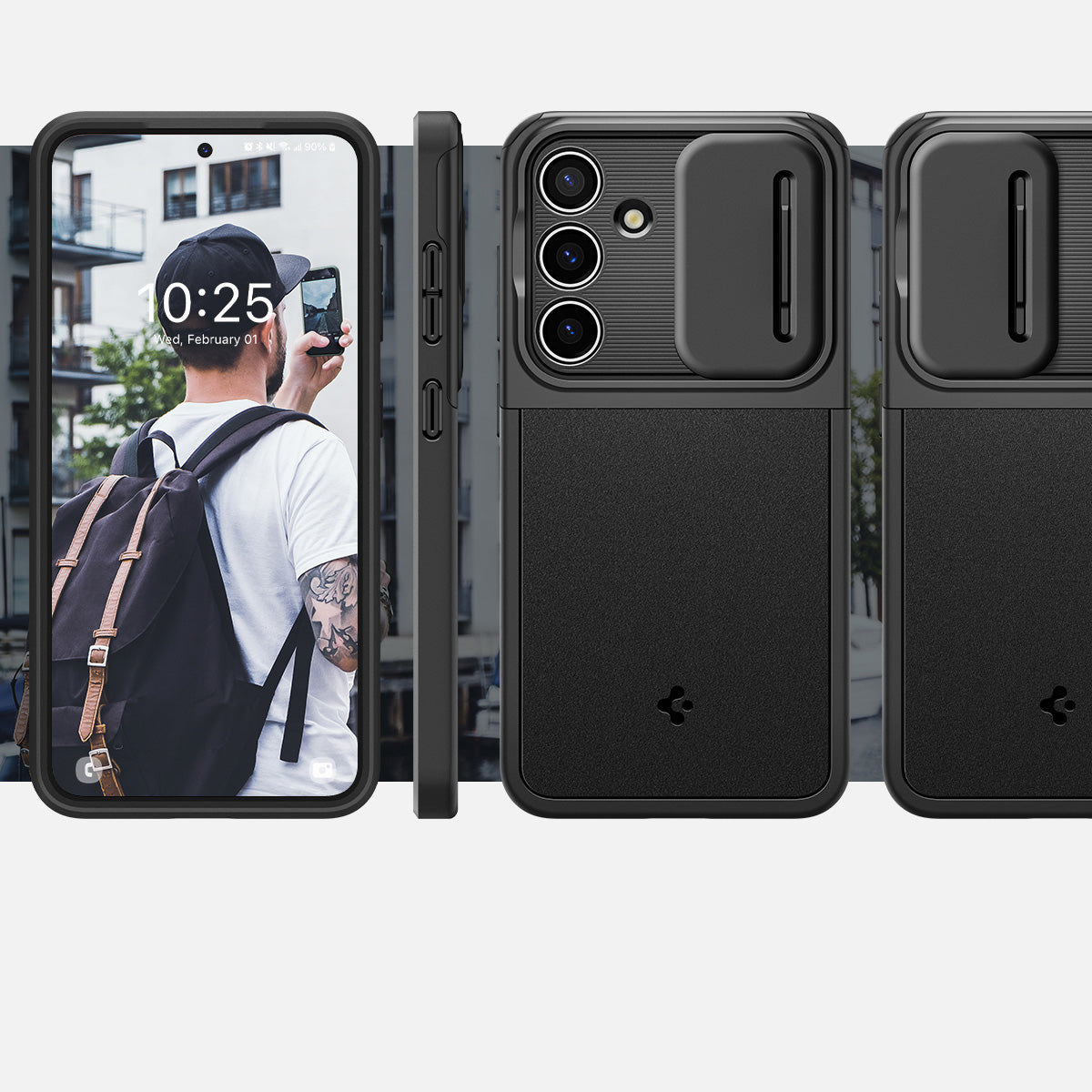 Schutzhülle für Galaxy S24, Spigen Optik Armor, Schwarz