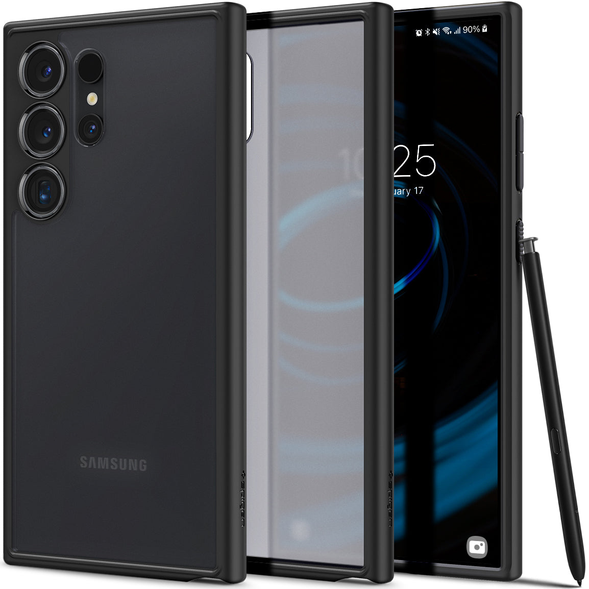 Schutzhülle für Galaxy S24 Ultra, Spigen Ultra Hybrid, Durchscheinend-Schwarz