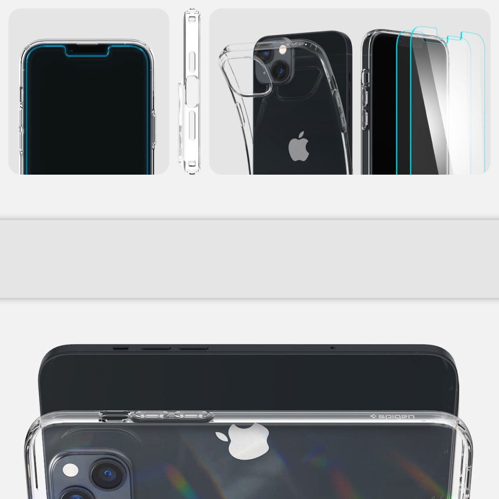 Schutzhülle + 2x Glas Spigen Crystal Pack für iPhone 14 Plus, Transparent
