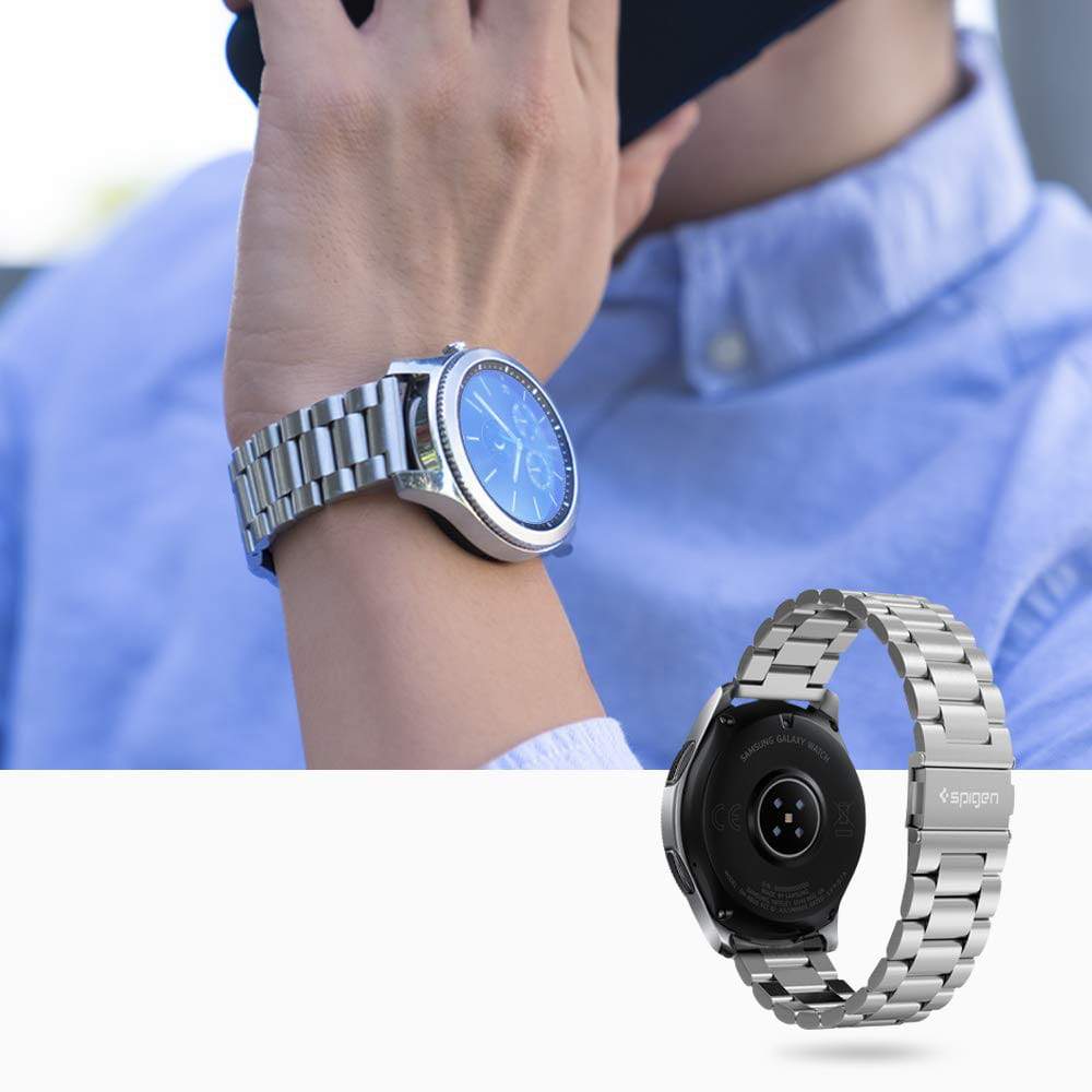 Armband Spigen Modern Fit Fit Galaxy Watch 46mm silbern - Guerteltier