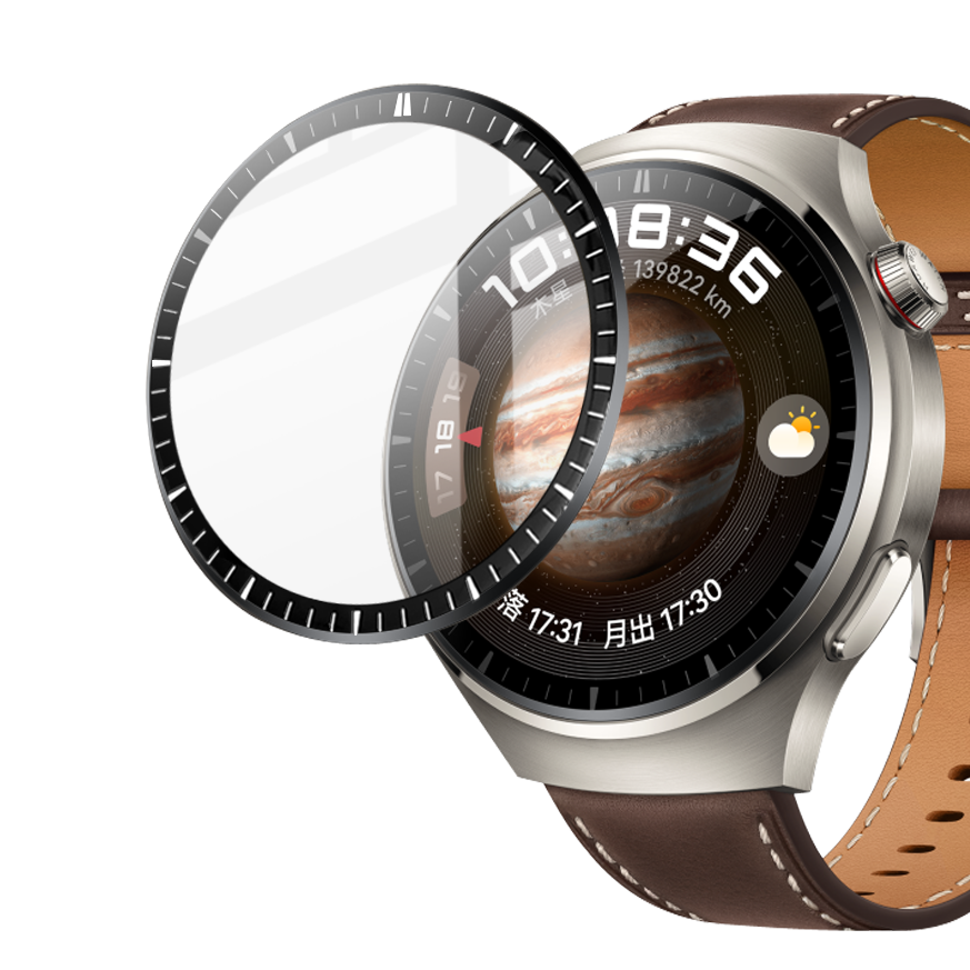 Hybrides Glas für Huawei Watch 4 Pro / 4 Pro Space Edition, Bizon Glass Watch Edge Hybrid, Schwarz