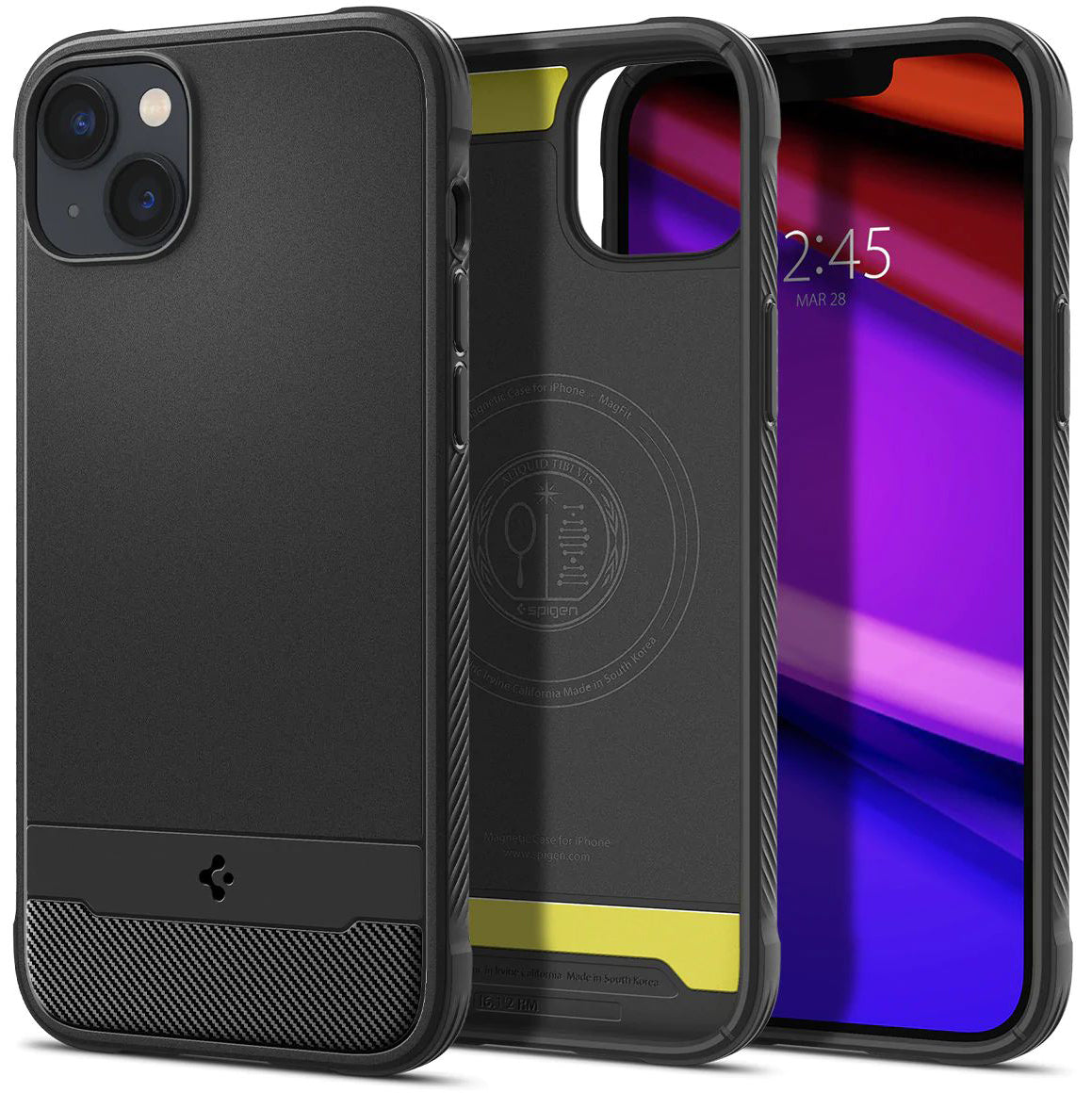 Schutzhülle Spigen Rugged Armor Mag mit MagSafe für iPhone 14, mattes Schwarz