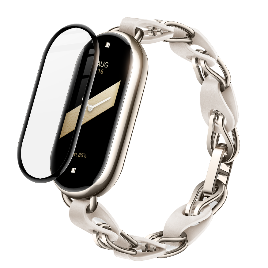 Hybridglas Bizon Glass Watch Edge Hybrid für Mi Smart Band 8, Schwarz