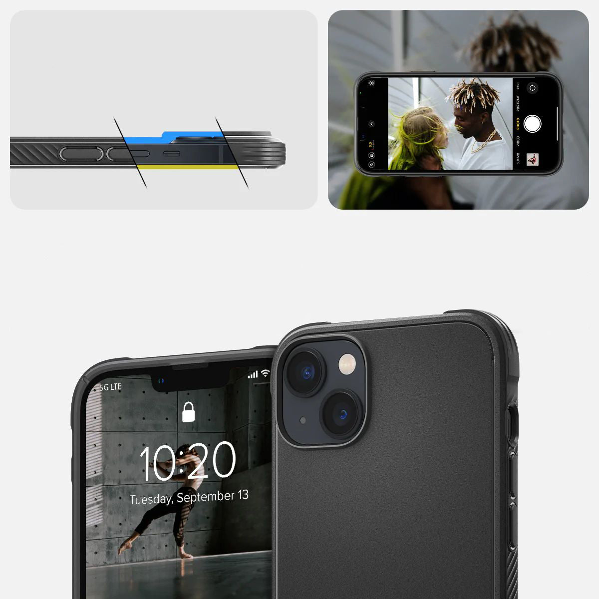 Schutzhülle Spigen Rugged Armor Mag mit MagSafe für iPhone 14, mattes Schwarz