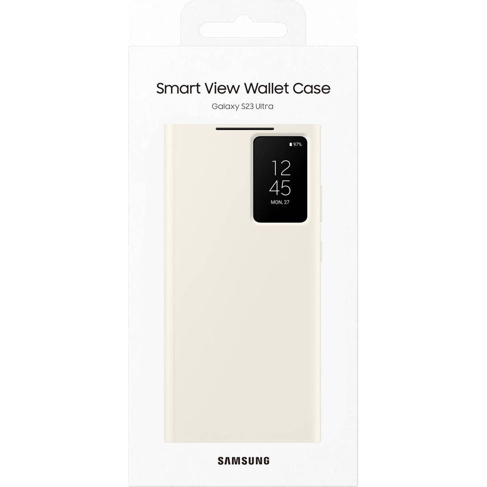 Schutzhülle Samsung Smart View Wallet Case für Galaxy S23 Ultra, Cremefarben
