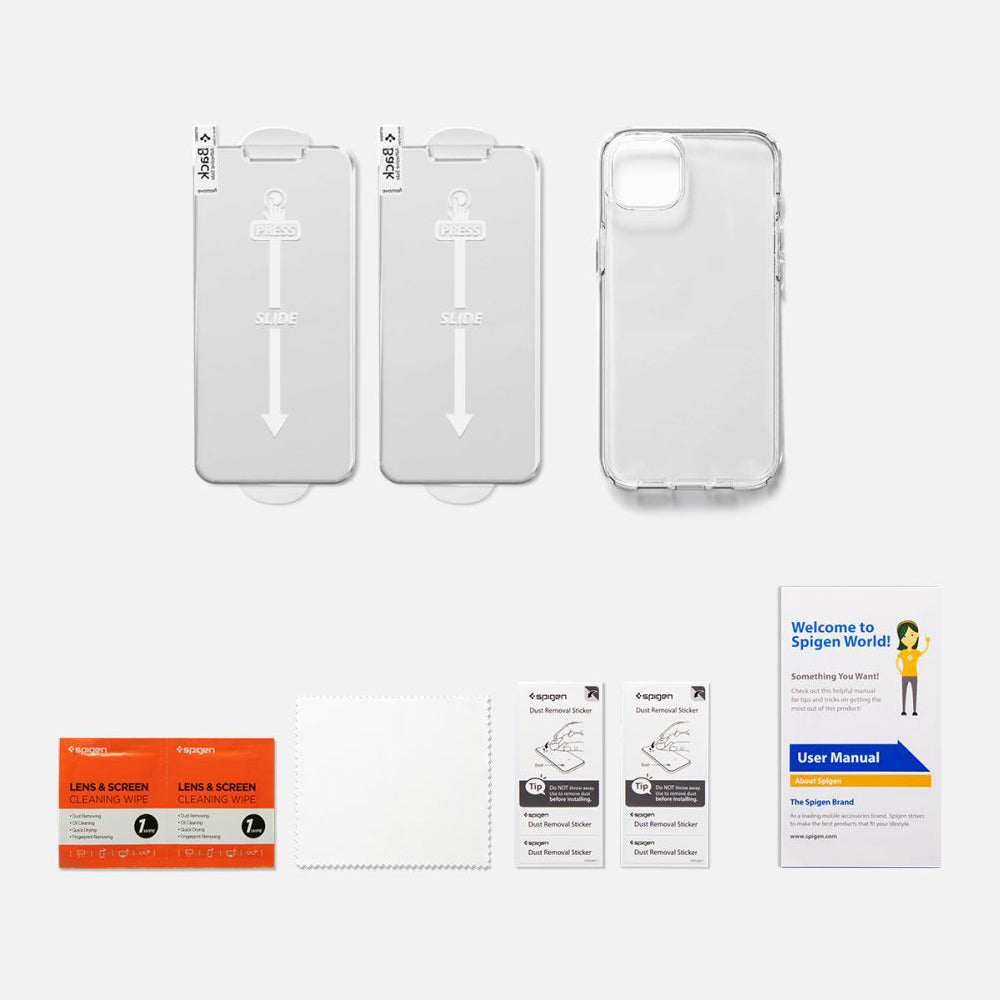 Schutzhülle + 2x Glas Spigen Crystal Pack für iPhone 14 Plus, Transparent