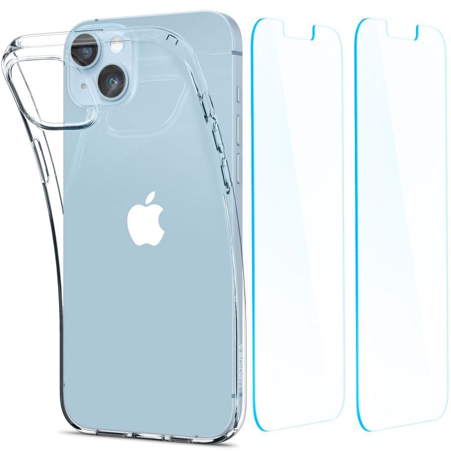 Schutzhülle + 2x Glas Spigen Crystal Pack für iPhone 14 Plus, Transparent