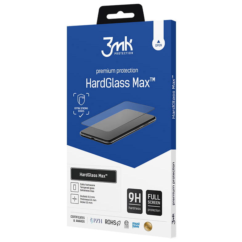 Gehärtetes Glas 3mk HardGlass Max FP für Galaxy S22 Ultra 5G schwarzer Rahmen