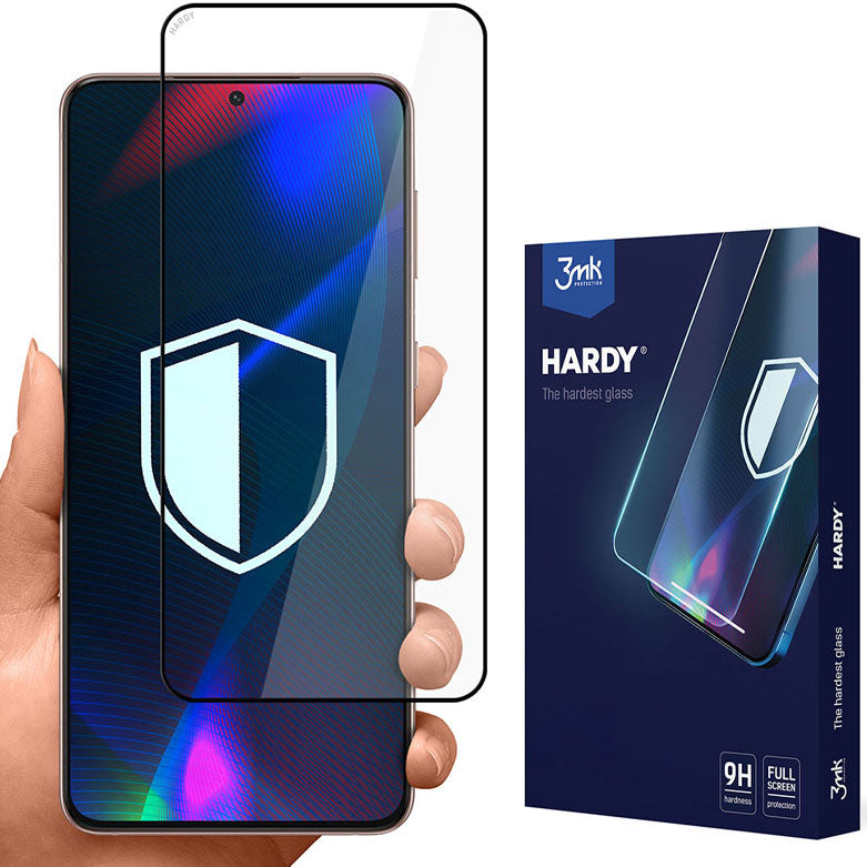 Gehärtetes Glas 3mk Hardy für Galaxy S21 FE 5G, schwarzer Rahmen