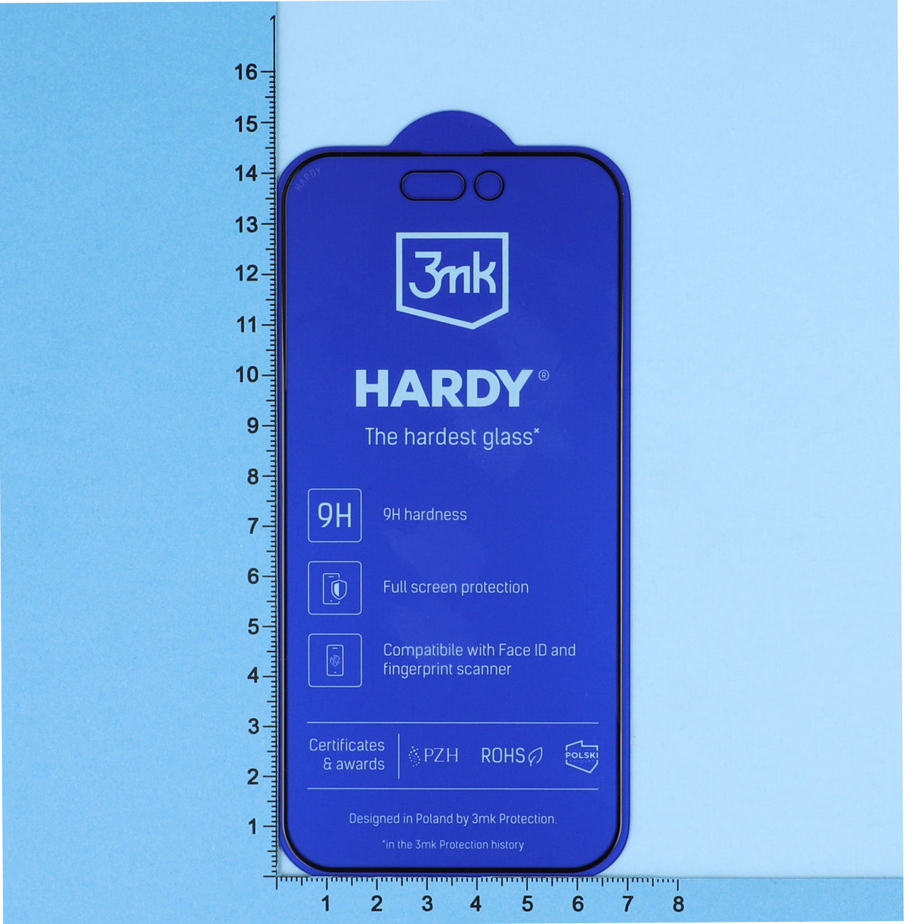 Gehärtetes Glas 3mk Hardy für iPhone 14 / 14 Pro, schwarzer Rahmen