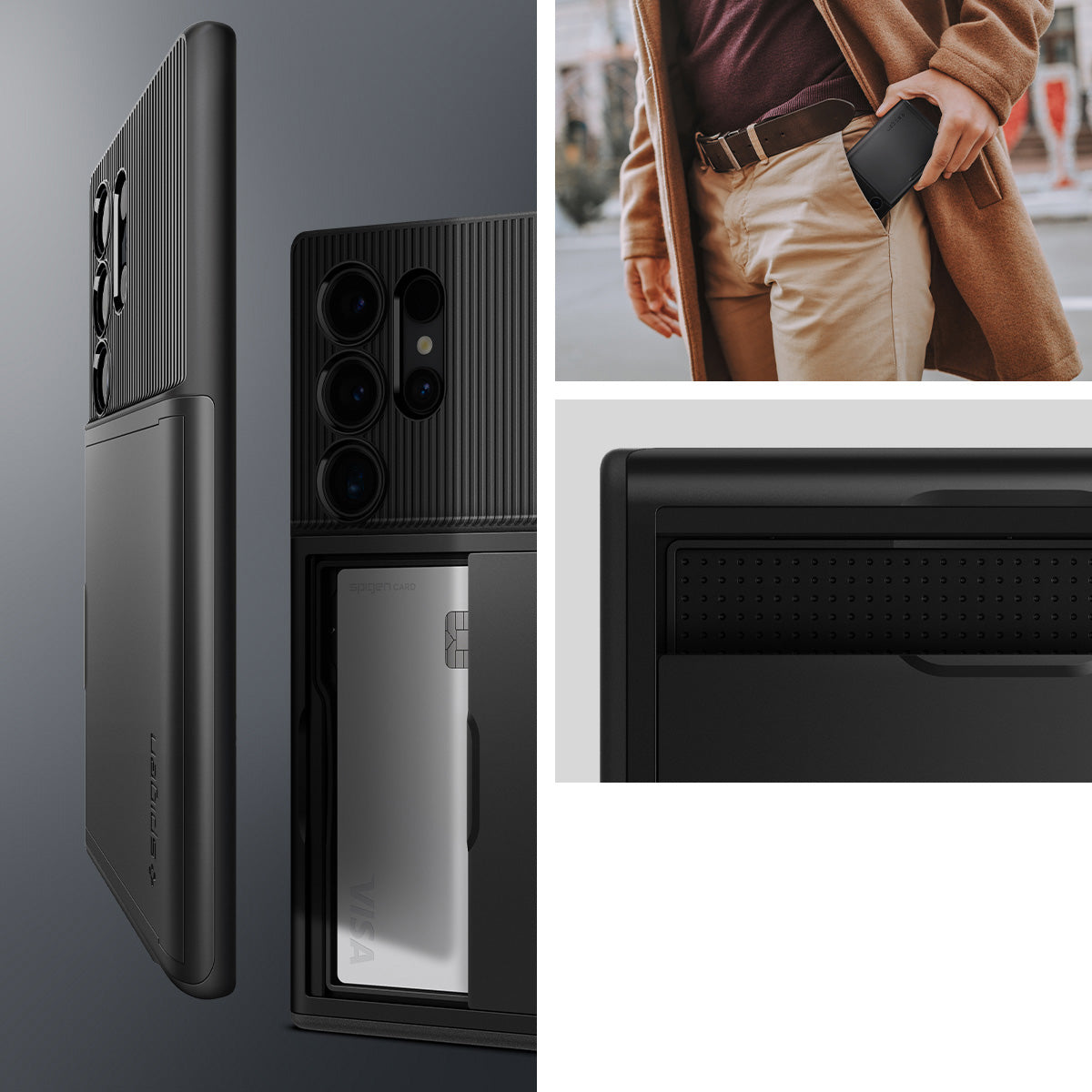 Schutzhülle für Galaxy S24 Ultra, Spigen Slim Armor CS, Schwarz
