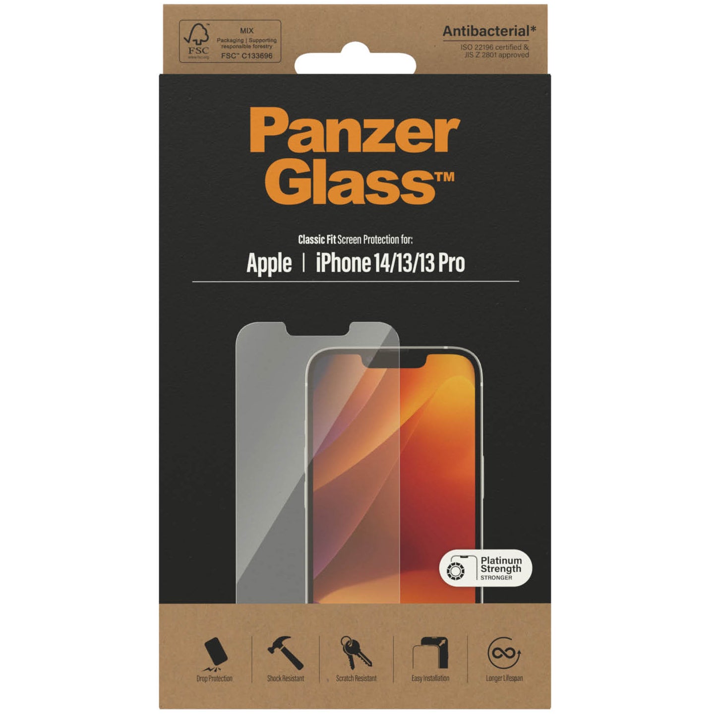 Gehärtetes Glas PanzerGlass Classic Fit für iPhone 14 / 13 Pro / 13