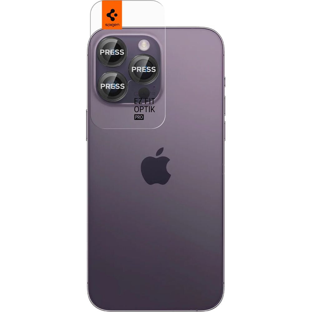 Glas für die Kamera Spigen Glas.tR Ez Fit Optik Pro 2-Pack für iPhone 16 Pro / 16 Pro Max / 15 Pro / 15 Pro Max / 14 Pro / 14 Pro Max, Schwarz