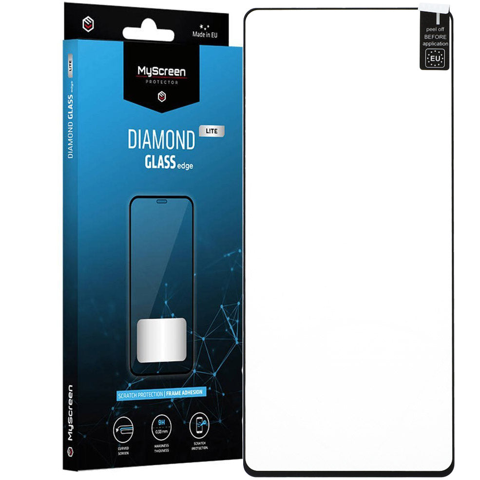 Glas MyScreen Diamond Glass Lite Edge Full Glue für Motorola Edge 30 Pro / X30 / 30 Ultra, schwarzer Rahmen
