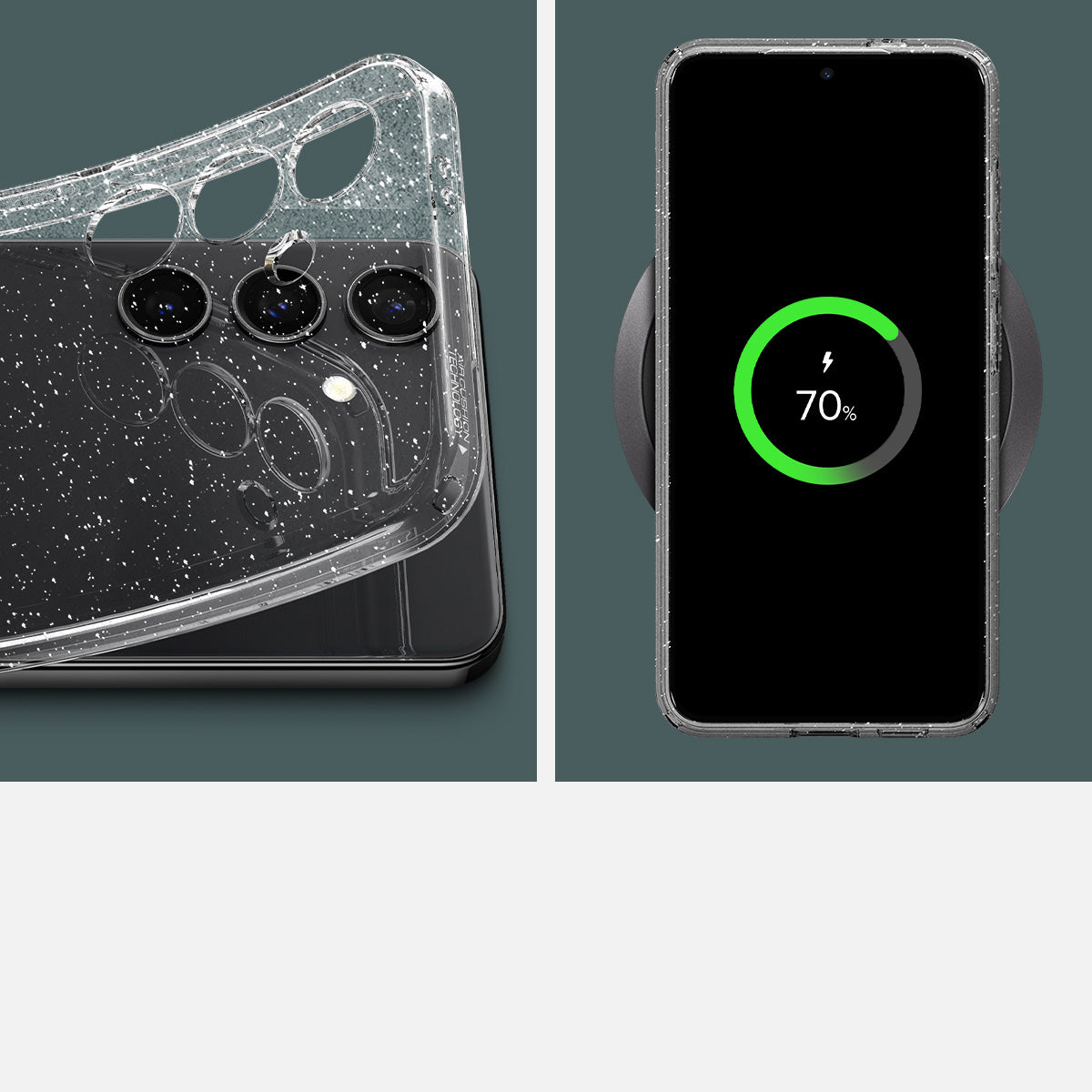 Schutzhülle für Galaxy S24, Spigen Liquid Crystal Glitter, Transparent mit Glitzer