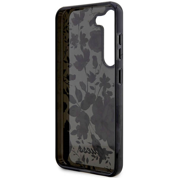 Schutzhülle Guess Hardcase Flower Collection für Galaxy S23, Schwarz