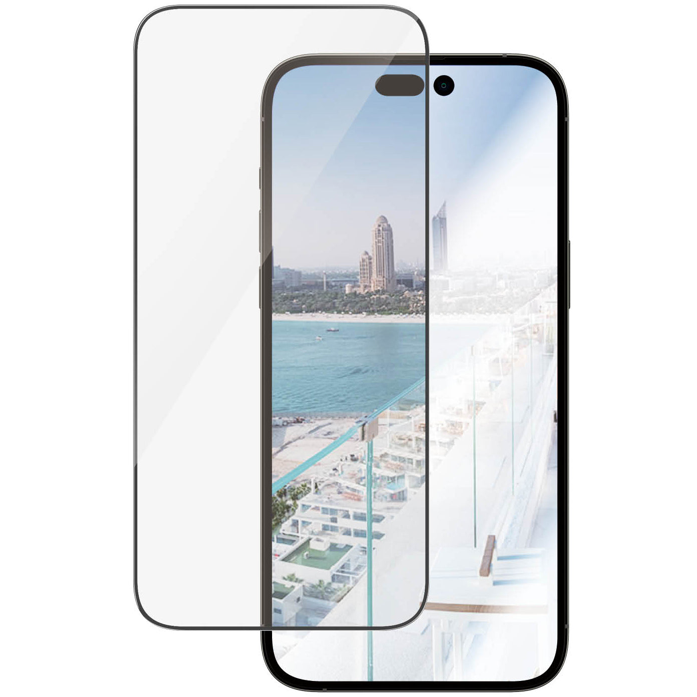 Gehärtetes Glas für das gesamte Display PanzerGlass Ultra-Wide Fit Anti-reflective + EasyAligner für iPhone 14 Pro Max, schwarzer Rahmen