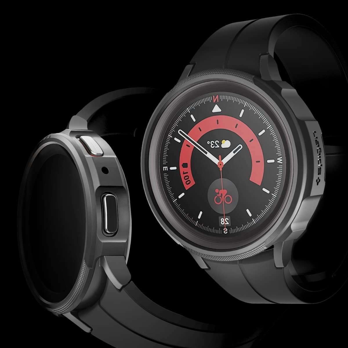 Schutzhülle Spigen Liquid Air für Galaxy Watch 5 Pro 45mm, czarne