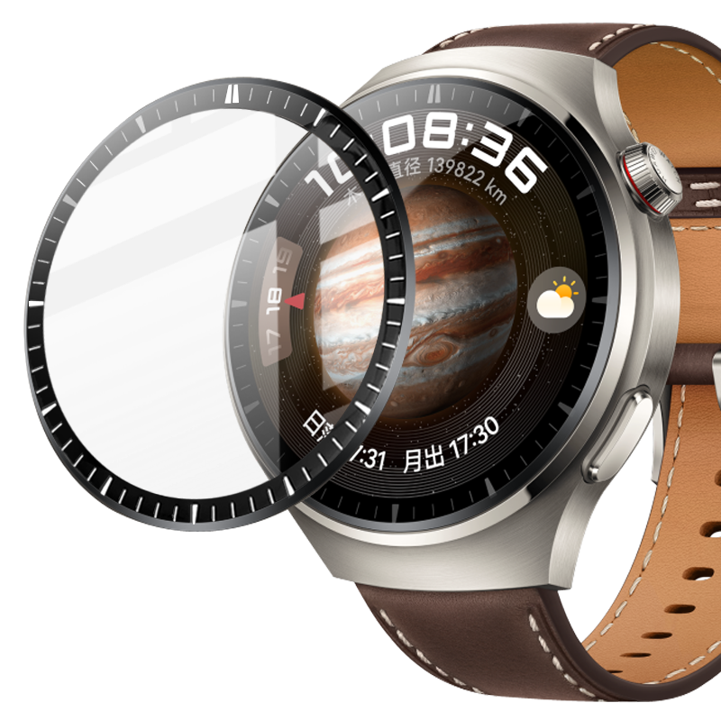 Hybrides Glas für Huawei Watch 4 Pro / 4 Pro Space Edition, Bizon Glass Watch Edge Hybrid, Schwarz