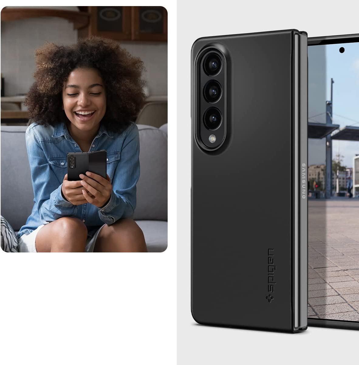 Schutzhülle Spigen Air Skin für Galaxy Z Fold4, Schwarz