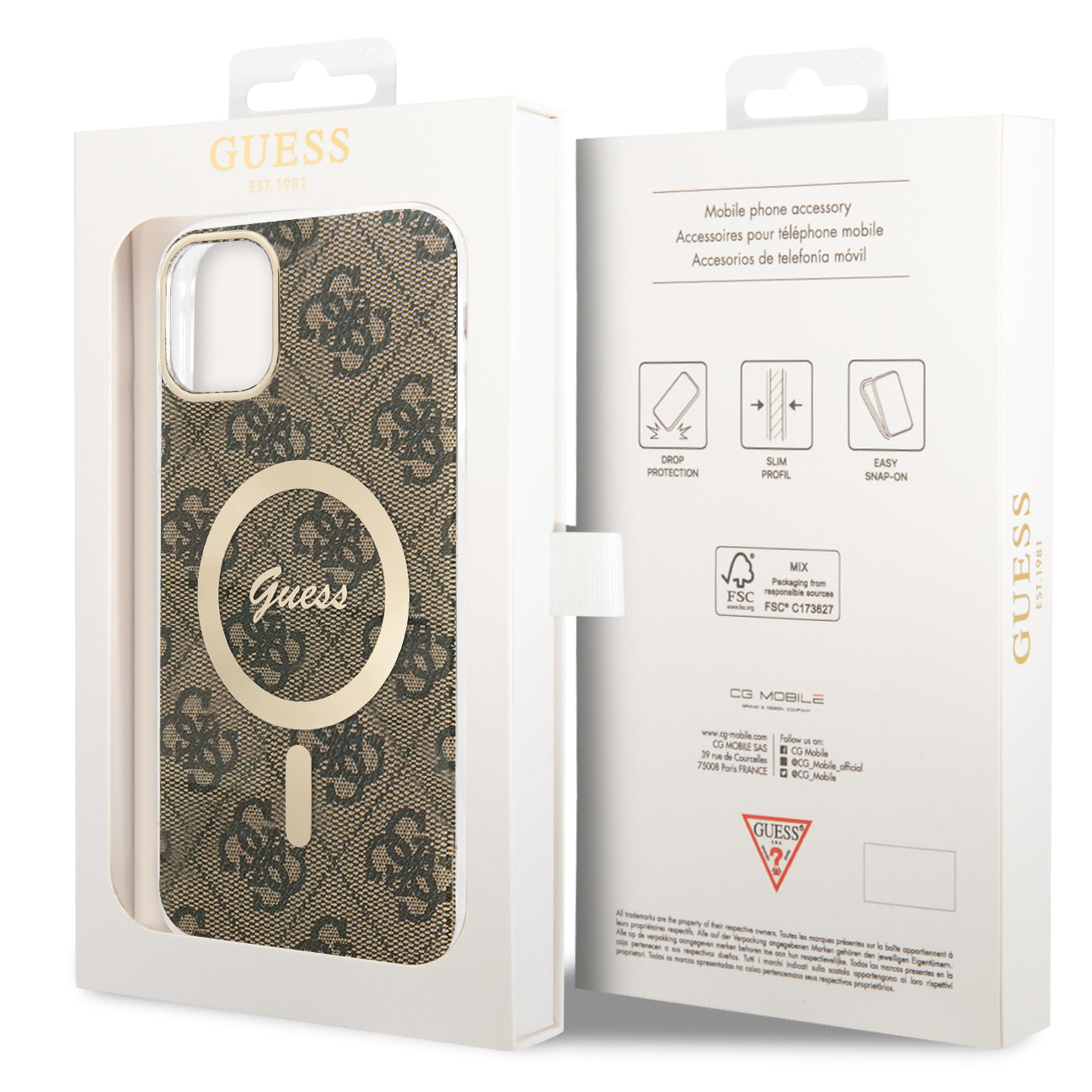 Guess Hardcase 4G MagSafe Tasche für iPhone 11 /  XR, Braun