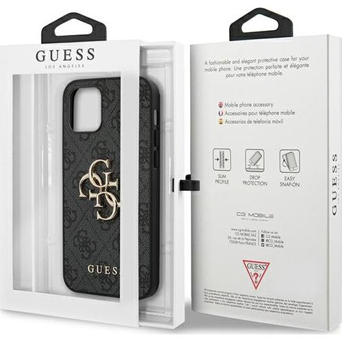 Schutzhülle Guess 4G Big Metal Logo für iPhone 12 / 12 Pro, Grau