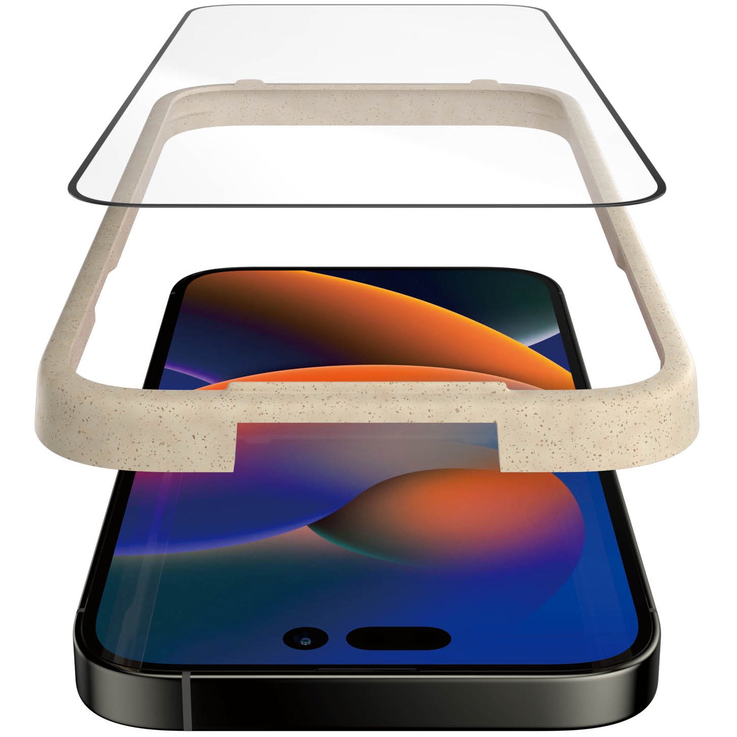 Gehärtetes Glas für das gesamte Display PanzerGlass Ultra-Wide Fit Anti-reflective + EasyAligner für iPhone 14 Pro Max, schwarzer Rahmen