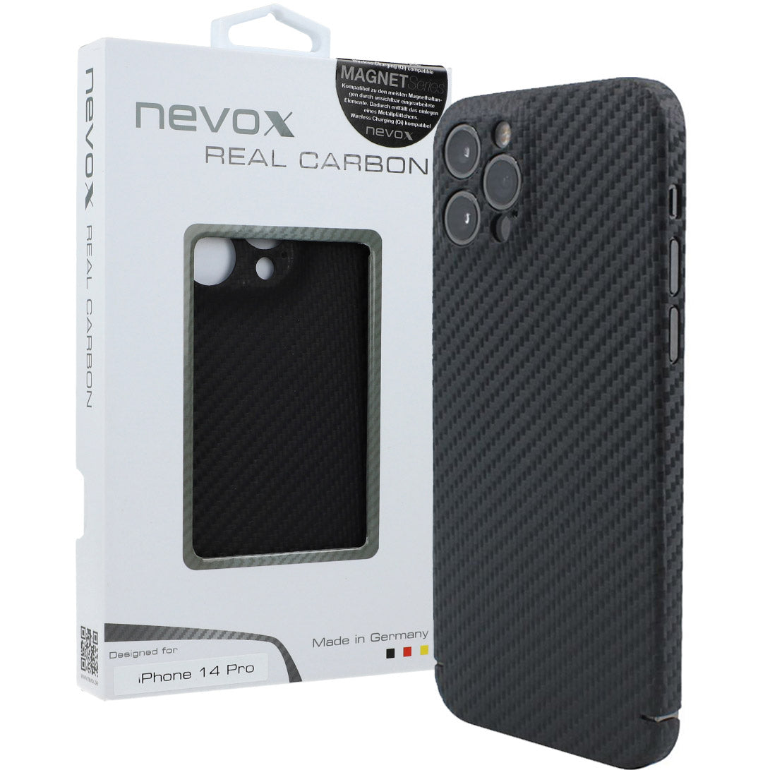 Schutzhülle Nevox CarbonSeries Magnet Series für iPhone 14 Pro, Schwarz